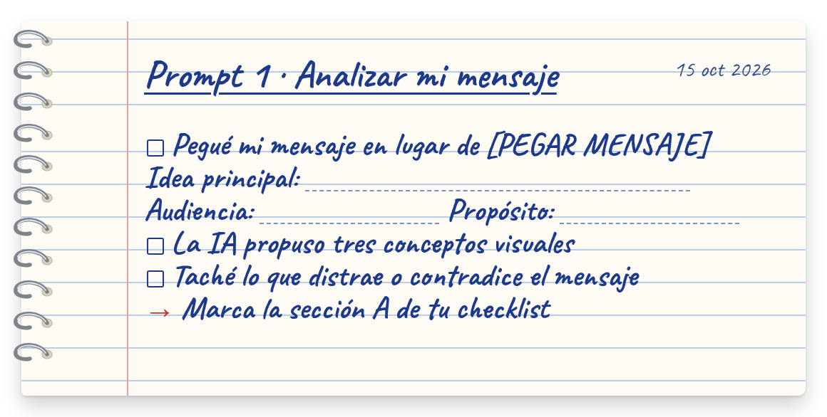 Hoja de libreta del prompt 1